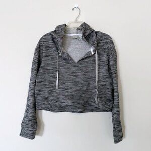 Long sleeve crop top sweater, Tie neck hoodie